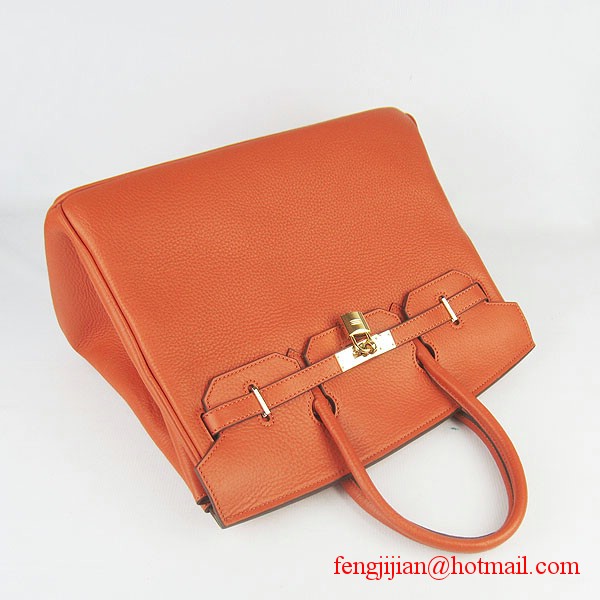 Hermes 35cm Embossed Veins Leather Bag Orange 6089 Gold Hardware Hermes 35cm Embossed Veins Leather Bag Orange 6089 Gold Hardware